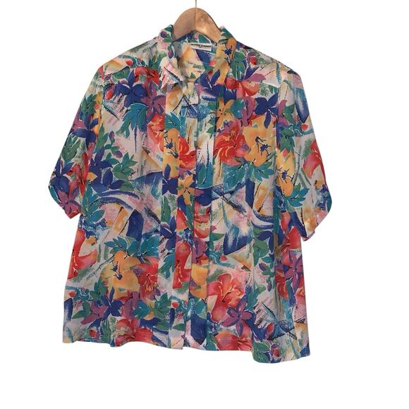 Vintage 1980's Alfred Dunner Button Up Shirt Womens 20 Boxy Button Down - Picture 1 of 7